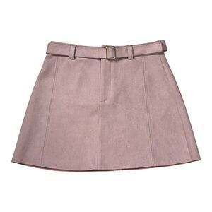 Zara Womens Mini Skirt Size L Pink Crop Belted Faux‎ Suede